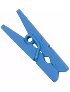 10 mini blå klesklyper i tre 2,5 cm