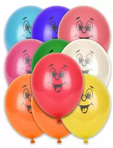 10 flerfargede smileballonger 30 cm