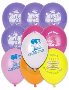 10 flerfargede bursdagsballonger 30 cm