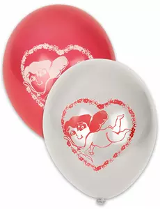 10 hvite og røde Valentinsdagsballonger 30 cm