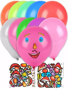 10 flerfargede ansiktsklistremerkeballonger 30 cm