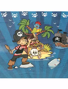 20 papirservietter med piratskatter, 33 x 33 cm
