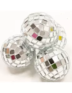 4 mini sølvfasetterte kuler 3,5 cm