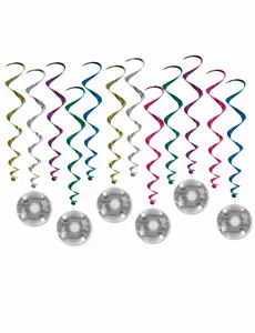 6 spiralformede diskokule-opphengsdekorasjoner