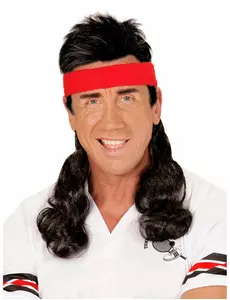 80-talls svart-rød mullet-hårbånd