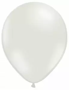 100 hvite metalliske perleballonger 29 cm