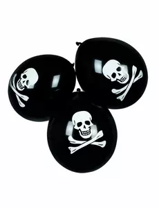 6 svarte piratballonger i latex