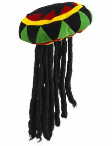 Fløyelsrastahatt med dreadlocks for voksne