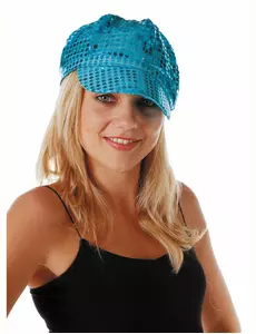 Disco-caps for voksne med turkise paljetter
