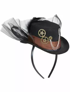 Voksen Steampunk Svart Slørhatt