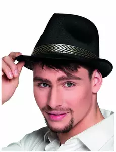 Svart trilby borsalinohatt for voksne