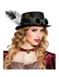 Steampunk-hatt for voksne med hjul og fjær