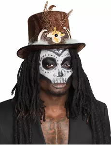 Voodoo-hatt med hår for voksne