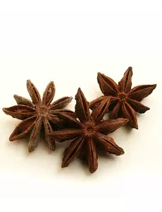 6 stjerneanis-harpiksdekorasjoner 3 og 2,5 cm
