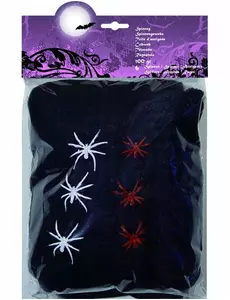 Svart spindelvev med edderkopper Halloween 100g