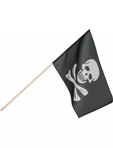 Piratflagg på stang 45 x 30 cm