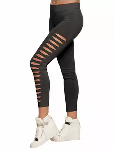 Svarte, revnede leggings for voksne
