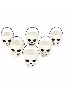 6 mini Halloween-hodeskallebøtter