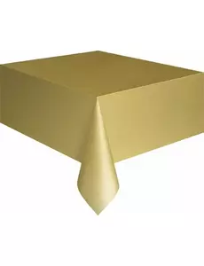 Rektangulær matt gullfarget plastduk 137 x 274 cm
