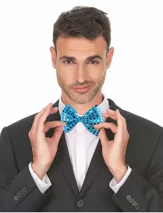 Adult turquoise sequin bow tie