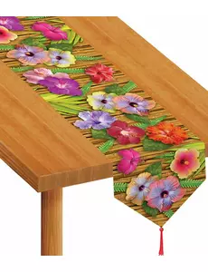 Bordløper med hawaiisk hibiskusblomst 28 cm x 1,8 m