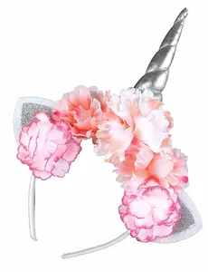Enhjørningspannebånd med rosa peoner for voksne