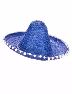 Voksen blå pompong-trimmet sombrero