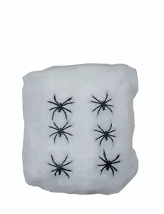 Hvitt spindelvev med edderkopper 100g Halloween