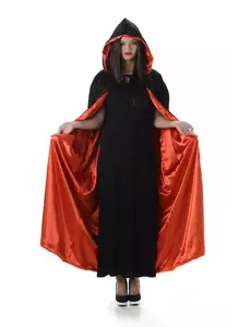 Rød og svart Halloween-hettekappe til voksne