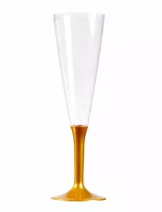 10 champagnefløyter à 150 ml med gullfot