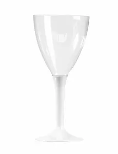 10 hvite plastvinglass
