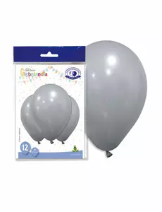 12 grå lateksballonger 28 cm