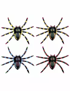 4 neon Halloween-edderkopper 7,5 cm