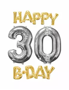 gratulerer med dagen 30 gull- og sølvfolieballonger