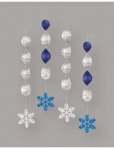 4 snøfnugg spiral anheng 46 cm
