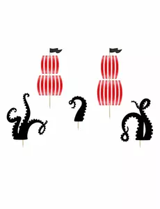 5 piratfestkaketopper 13,5–21,5 cm