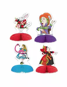 4 mini Alice i Neverland-borddekorasjoner 13 x 9 cm