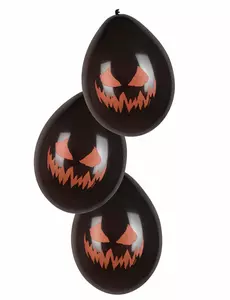 6 skremmende gresskarballonger 25 cm