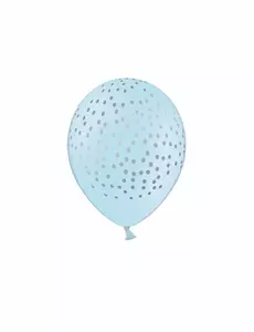 6 himmelblå lateksballonger med sølvprikker 30 cm