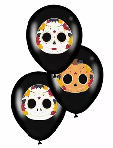 6 dia de los muertos svarte lateksballonger 28 cm