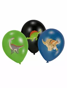 6 store dinosaur-latexballonger i svart, grønn og blå, 27,5 cm