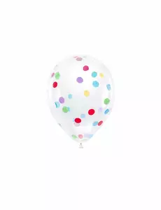 6 gjennomsiktige lateksballonger med flerfarget konfetti 30 cm