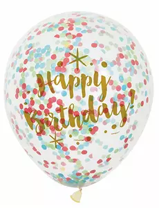 Happy Birthday Latex Balloons Multicolor Confetti 30cm