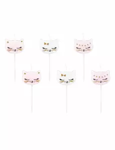 6 hvite og rosa bursdagslys til kattunger, 2 cm