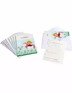6 invitasjonskort med prinsessekonvolutter 10 x 15 cm