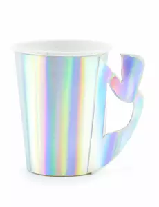 6 holografiske havfrue-papirkopper 220 ml