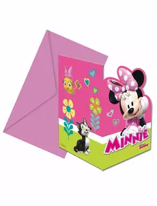 6 Minnie Happy-invitasjoner + konvolutter