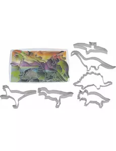 6 metallkakeformer til bursdag i dinosaurstil, 15 cm