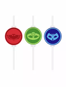 4 PJ Masks-sugerør av papp medaljonger