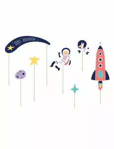 7 space adventure cardboard cake toppers 9.5 - 24.5 cm